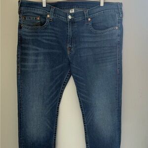 True Religion Blue Relaxed Jeans with Subtle Fading